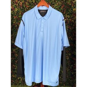 2XL Nike Golf Dri Fit‎ Powder Blue Double Layer Polo Long Sleeve Shirt Mens XXL